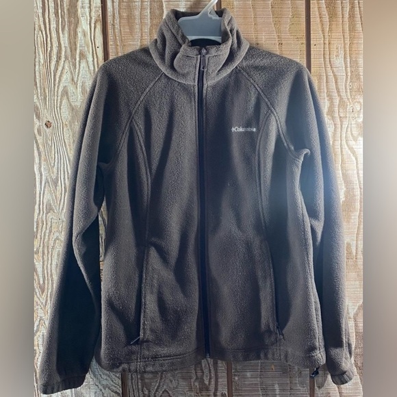 Columbia Full Zip Fleece Sweatshirt Size Medium Brown - Picture 1 of 4